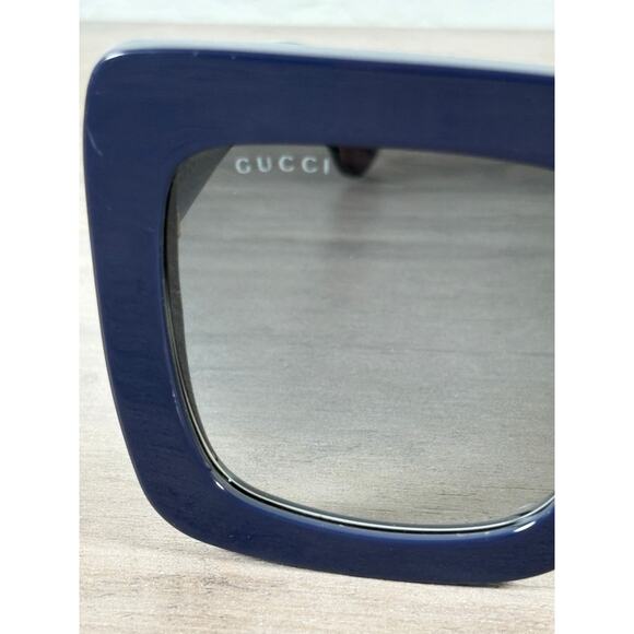 Gucci Women's Rectangular Blue Sunglasses GG0328S 007 53 25 145 EUC - Picture 4 of 9